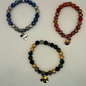 3 Essential Oil Lave Stone Diffuser Stretch bracelets